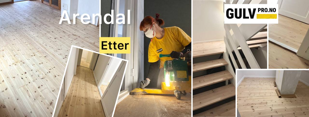 Bilder etter gulvsliping i Arendal